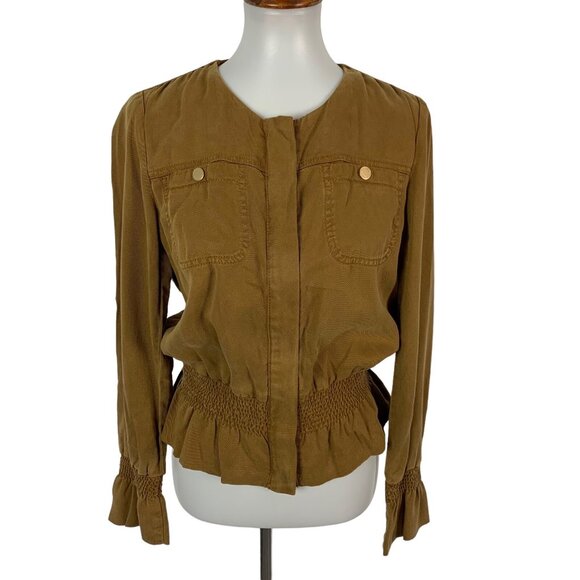 White House Black Market Jacket Small Brown Zip Up Fitted Casual - Picture 2 of 6